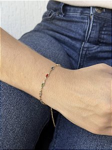 Pulseira pedra oval • folheado a ouro
