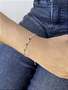 Pulseira pedra oval • folheado a prata