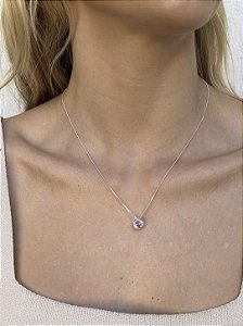 Colar pedra rose cut • folheado a prata