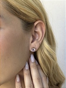 Brinco pedra rose cut • folheado a ouro