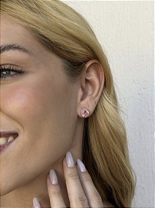 Brinco pedra rose cut • folheado a prata