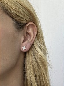 Brinco flor M • folheado a prata