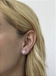 Brinco flor G • folheado a prata