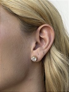 Brinco pedra rose cut 8mm