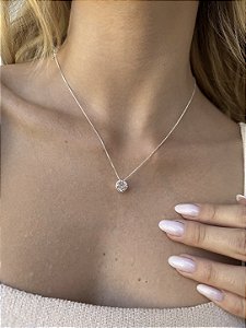 Colar pedra rose cut cristal 8mm