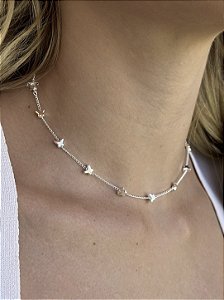 Choker borboleta • folheado a prata
