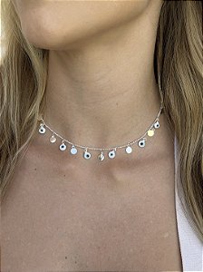Choker olho grego • folheado a prata