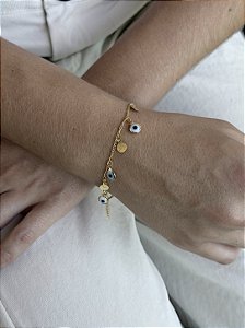 Pulseira olho grego • folheado a ouro