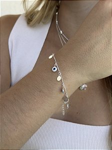 Pulseira olho grego • folheado a prata