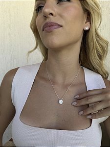 Colar ponto de luz 12mm • folheado a prata