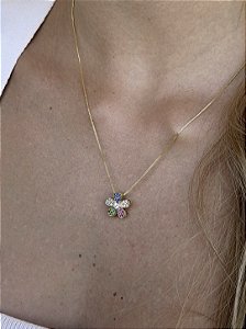 Colar flor • folheado a ouro