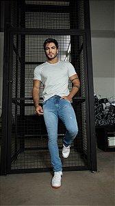 Calça Masculina Jeans Slim Com Puídos