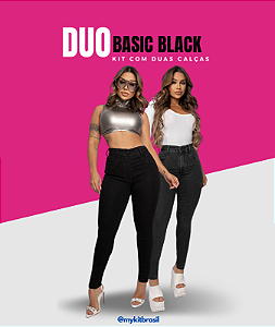Kit 2 calças Jeans Feminina Básica(BLACK)