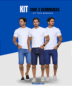 Kit 3 Bermuda Jeans Masculino
