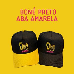 Boné Caramelo - Preto com Aba Amarela