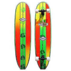 Longboard Modelo Noserider 130x30cm com Eixos Invertidos 160mm, Rolamentos Black Sheep e Rodas Chico's 70mm