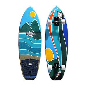 Skate Simulador de Surf Mini to Fly 115x35cm com Base Simuladora de Surf Sistema Mola de Torção, Rolamentos Everlong e Rodas Chico's 70mm 85A