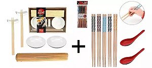 Kit Sushi Completo 7 Peças Winer+ Hashi+ 2 Colheres Oriental