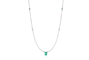 Colar Vênus em ouro branco esmeraldas e diamantes