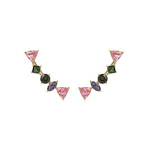 Ear cuff em ouro amarelo com turmalinas