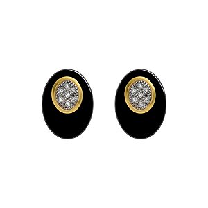 Brincos em ouro amarelo com ônix e diamantes