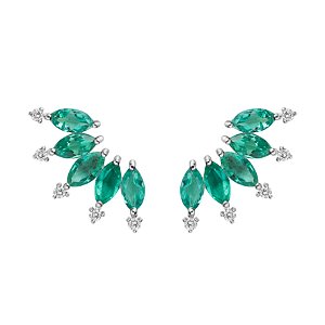 Ear cuff Vênus em ouro branco com esmeraldas e diamantes