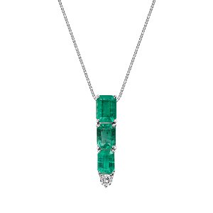 Colar Vênus em ouro branco esmeraldas e diamante