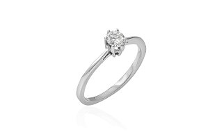 Anel solitário em ouro branco com diamante