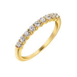 Meia aliança em ouro amarelo com diamantes
