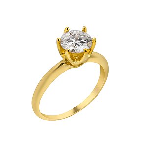 Anel solitário em ouro amarelo com diamante