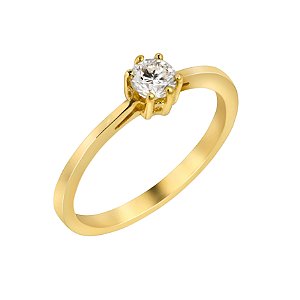 Anel solitário em ouro amarelo com diamante