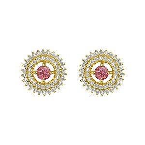 Brincos em ouro amarelo com turmalina rosa e diamantes