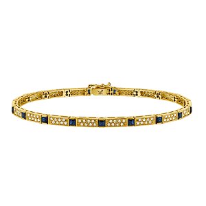 Pulseira em ouro amarelo com diamantes e safiras