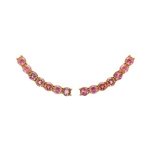 Ear cuff em ouro amarelo com turmalinas rosas