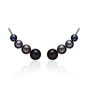 Ear cuff em ouro branco com pérolas negras