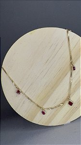 Tornozeleira em ouro amarelo com rubis