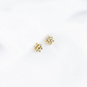 Brincos em ouro amarelo com detalhes em ródio