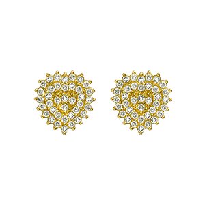 Brincos em ouro amarelo com zircônias