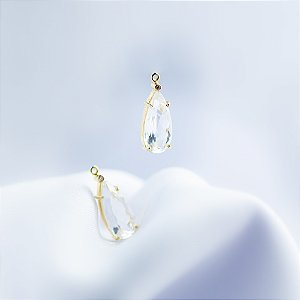 Aplique em ouro amarelo, cristal de quartzo e diamante