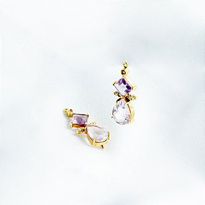 Aplique em ouro amarelo, ametistas e diamantes