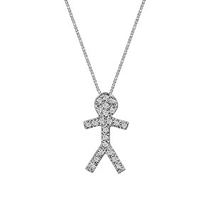Pingente menino em ouro branco com diamantes
