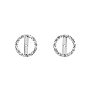 Base para brincos em ouro branco cravejado com diamantes