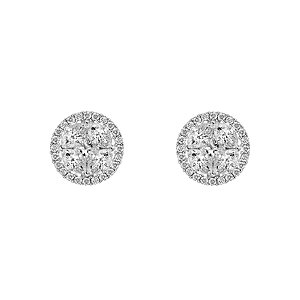 Brinco em ouro branco com diamantes e base cravejada