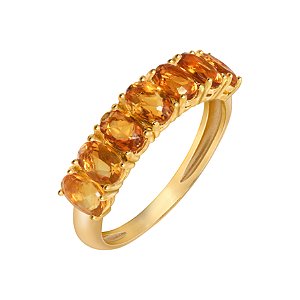 Meia aliança em ouro amarelo com citrinos
