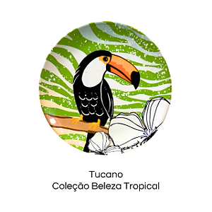 Prato de porcelana com arte  "Tucano" - Coleção Beleza Natural