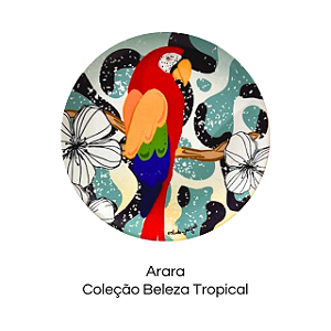 Prato de porcelana com arte  "Arara" - Coleção Beleza Tropical