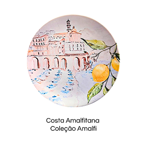 Prato de porcelana com arte  "Costa Amalfitana" - Coleção Amalfi