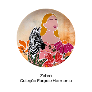 Prato de porcelana com arte  "Zebra" - Coleção Força e Harmonia