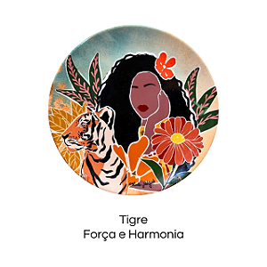 Prato de porcelana com arte  "Tigre" - Coleção Força e Harmonia
