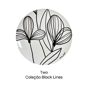 Prato de porcelana com arte  "Two" - Coleção Black Line